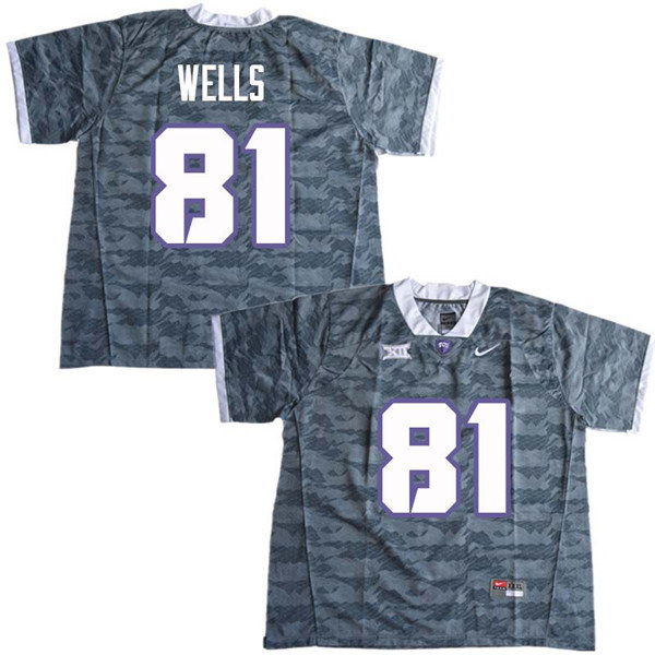Men #81 Pro Wells TCU Horned Frogs College Football Jerseys Sale-Gray - Click Image to Close